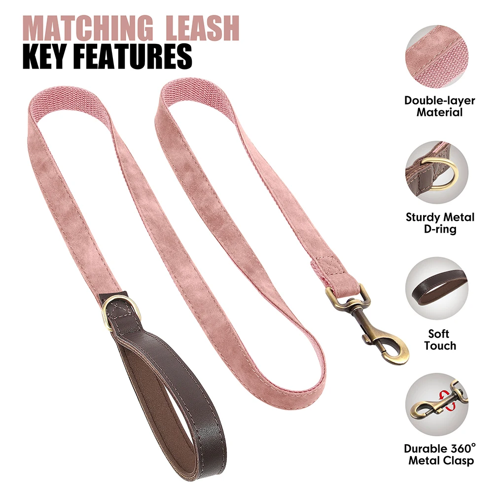 Collar personalizado para perros - identificación y correa de cuero PU - imagen 3