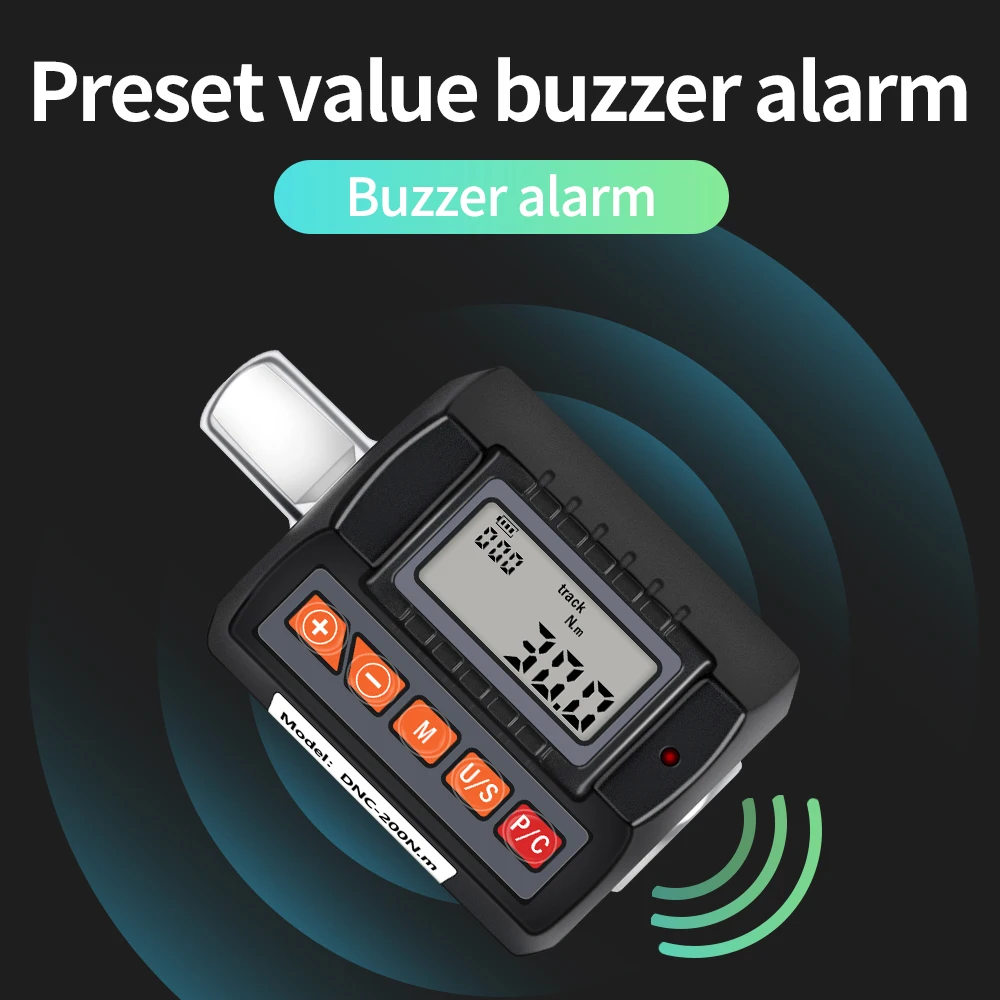 Medidor de torsión Digital DNC-200N.m, adaptadores de llave dinamométrica ajustable de 1/2 ", controlador de torsión de reparación de automóviles y bicicletas con alarma Bezzer - imagen 3