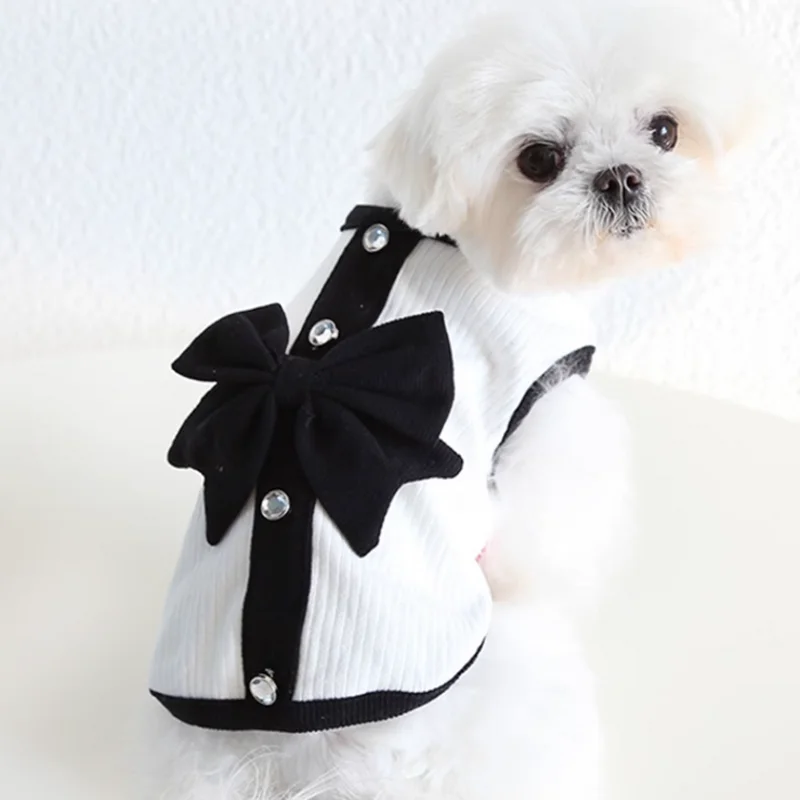 Ropa para perros pequeños, camiseta de verano para perros, falda para perros, vestidos Retro blancos y negros, disfraz para cachorros, ropa para Chihuahua Bichon - imagen 5