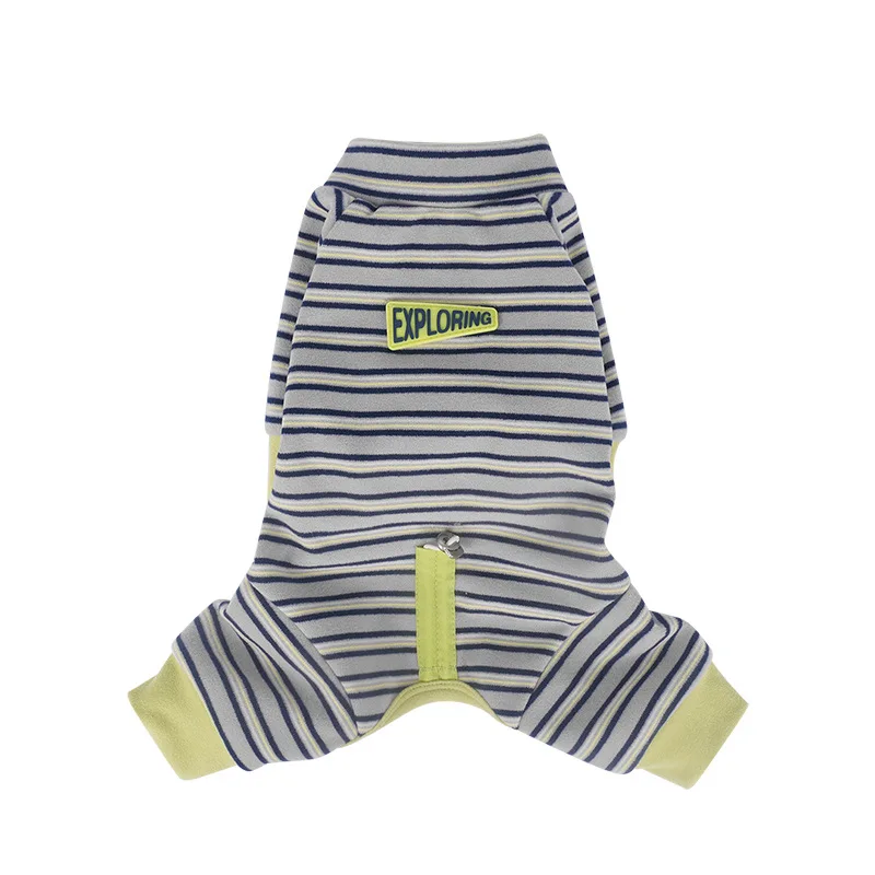 Ropa a rayas para perros para otoño e invierno, suave capa Base de cuatro patas, mono para perros, camiseta cálida para el cuerpo, jersey para perros, ropa - imagen 3