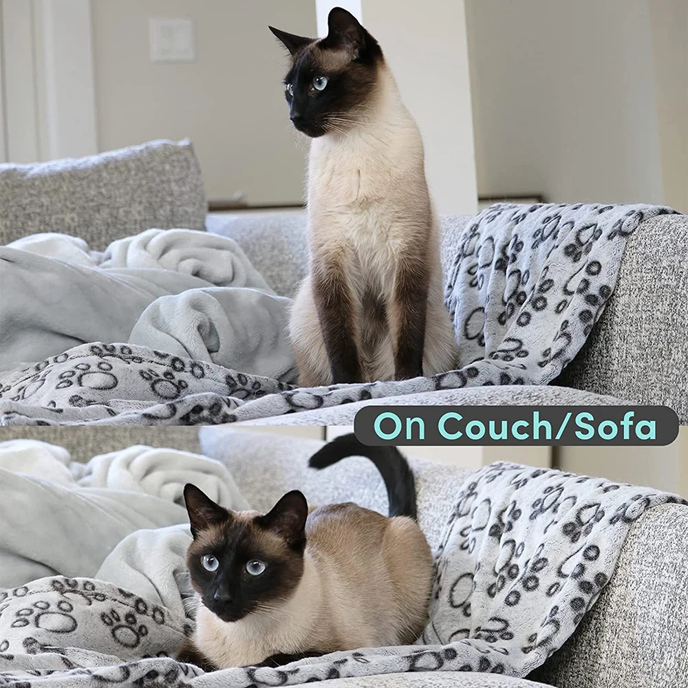 Manta suave y esponjosa para mascotas, manta de franela con estampado de pata de perro, estera para mascotas, manta cálida y cómoda adecuada para gatos y perros, Toalla de baño - imagen 3