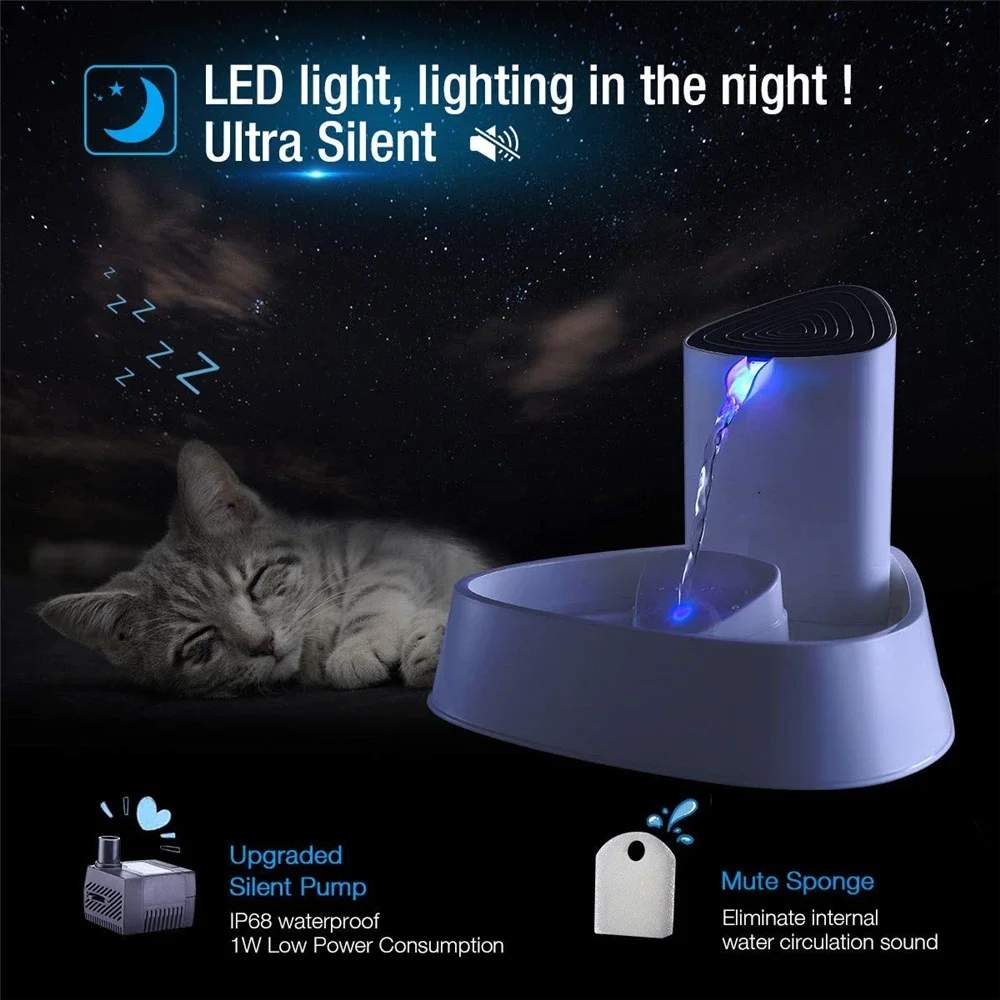 ELSPET-fuente de agua automática para mascotas, dispensador de iluminación LED, alimentador de agua para el cuidado de la salud, 1,5 L/3l - imagen 5