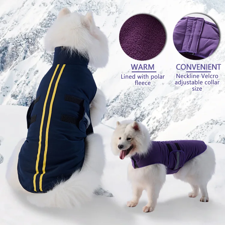 Ropa grande para perros, tira reflectante, gruesa, cálida, ropa para perros de otoño e invierno, ropa impermeable para mascotas - imagen 3