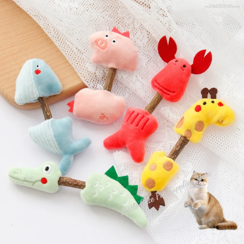 Juguete de madera con hierba gatera Natural para gatos, pasta de dientes Molar de seguridad, limpieza de ramas, aperitivos para gatos, juguetes para gatitos, muñeca bonita, suministros para mascotas