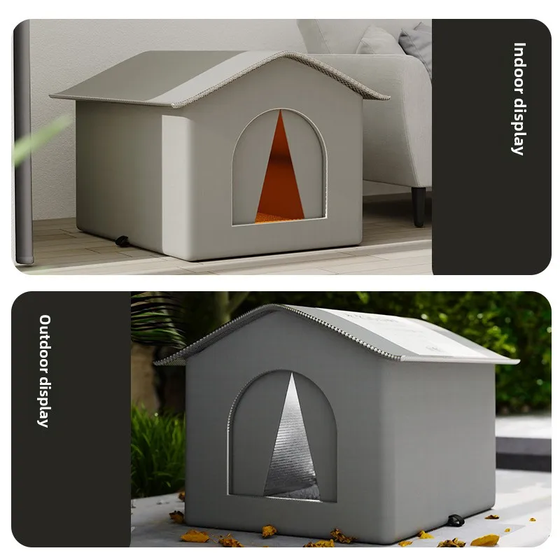 Casa para perros y gatos callejeros, impermeable, para exteriores, invierno, cálida, cueva para mascotas, camas para dormir, hogar, plegable, lavable para perros pequeños, suministros para cachorros