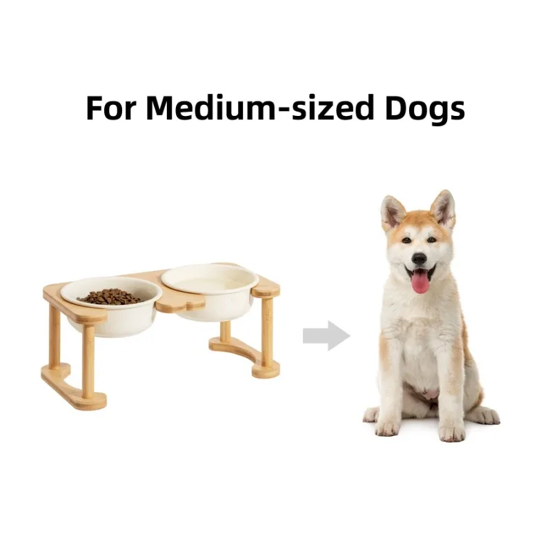 Cuenco elevado de cerámica para perros con soporte antideslizante, cuenco elevado para gatos, cuenco mediano para comida y agua para mascotas, plato para perros, plato de alimentación para mascotas - imagen 3