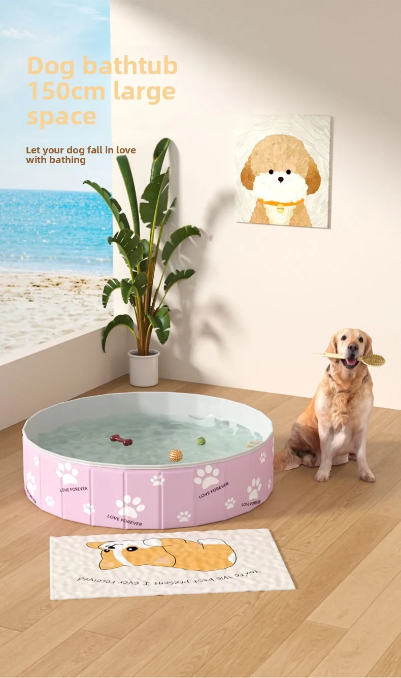 Bañera plegable verde para mascotas