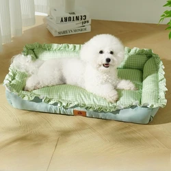 Cama nido con borde de madera para gatos y perros pequeños