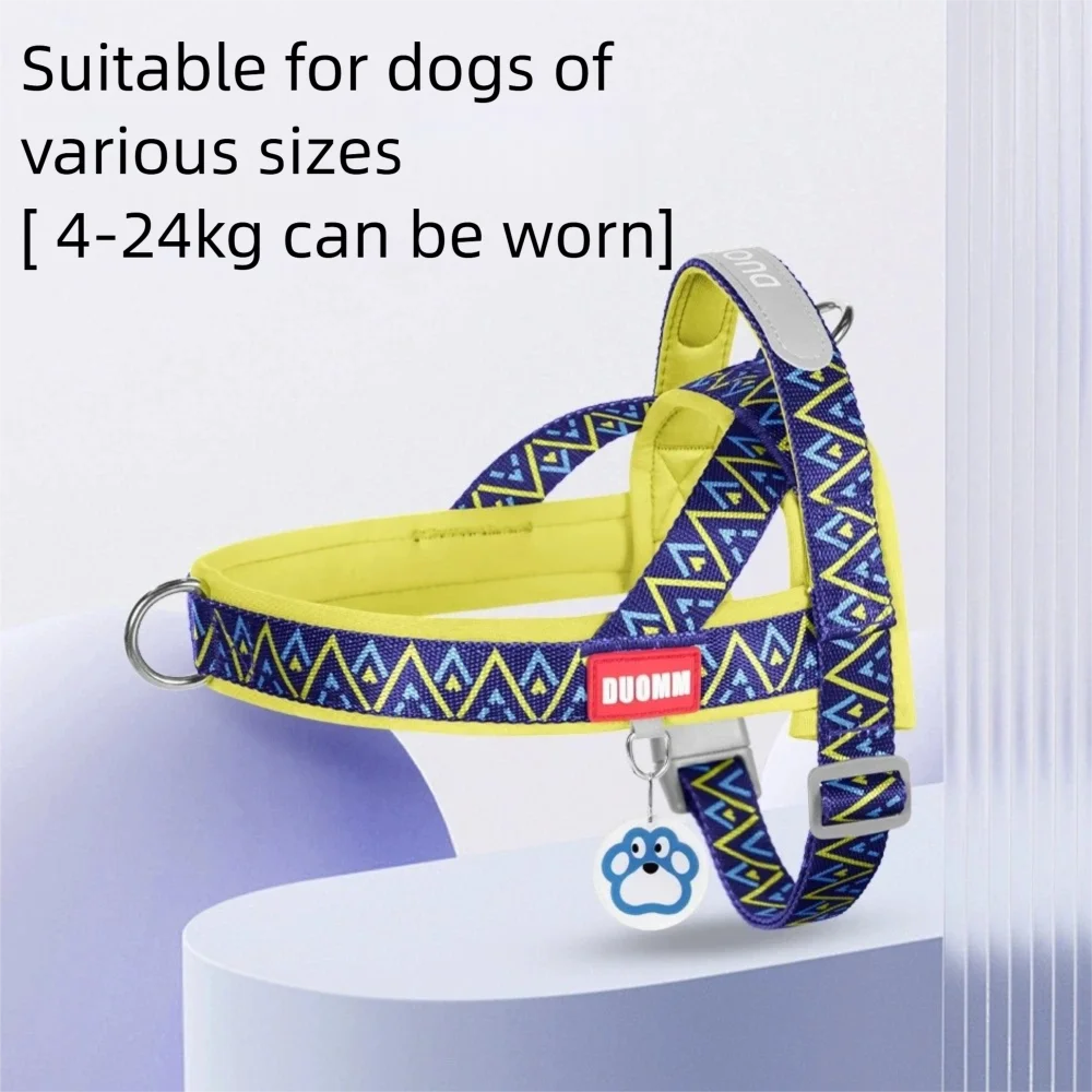 Nuevo Conjunto de correa y arnés para perro, chaleco reflectante ajustable con estampado geométrico para perros pequeños y medianos, comodidad para caminar - imagen 2