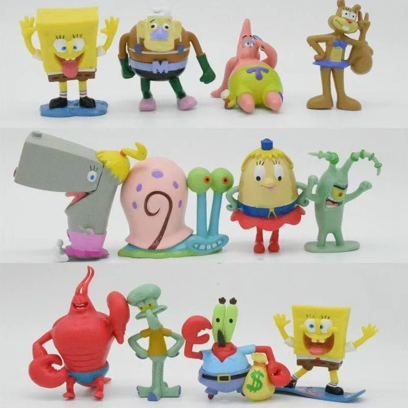 12 unids/set Anime Bob Esponja Patricio colección de figuras de acción modelo juguetes decoración de habitación de dibujos animados regalo de cumpleaños para niños - imagen 3