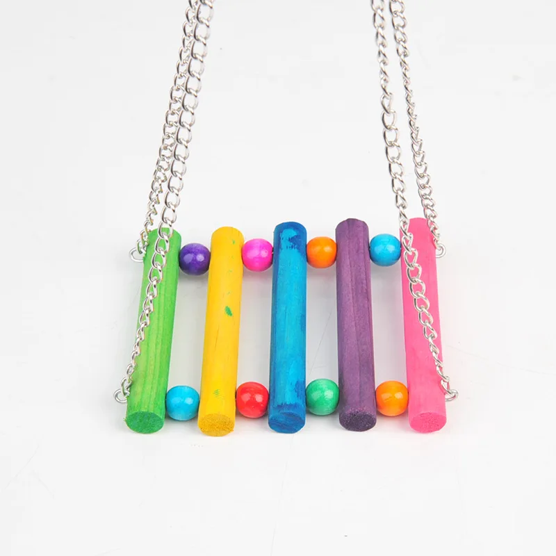 Columpio para loros, suministros para pájaros, puente de suspensión de madera, soporte para jaula colgante para loros, soporte para barra, juguetes para pájaros para mascotas, accesorios para pájaros - imagen 4