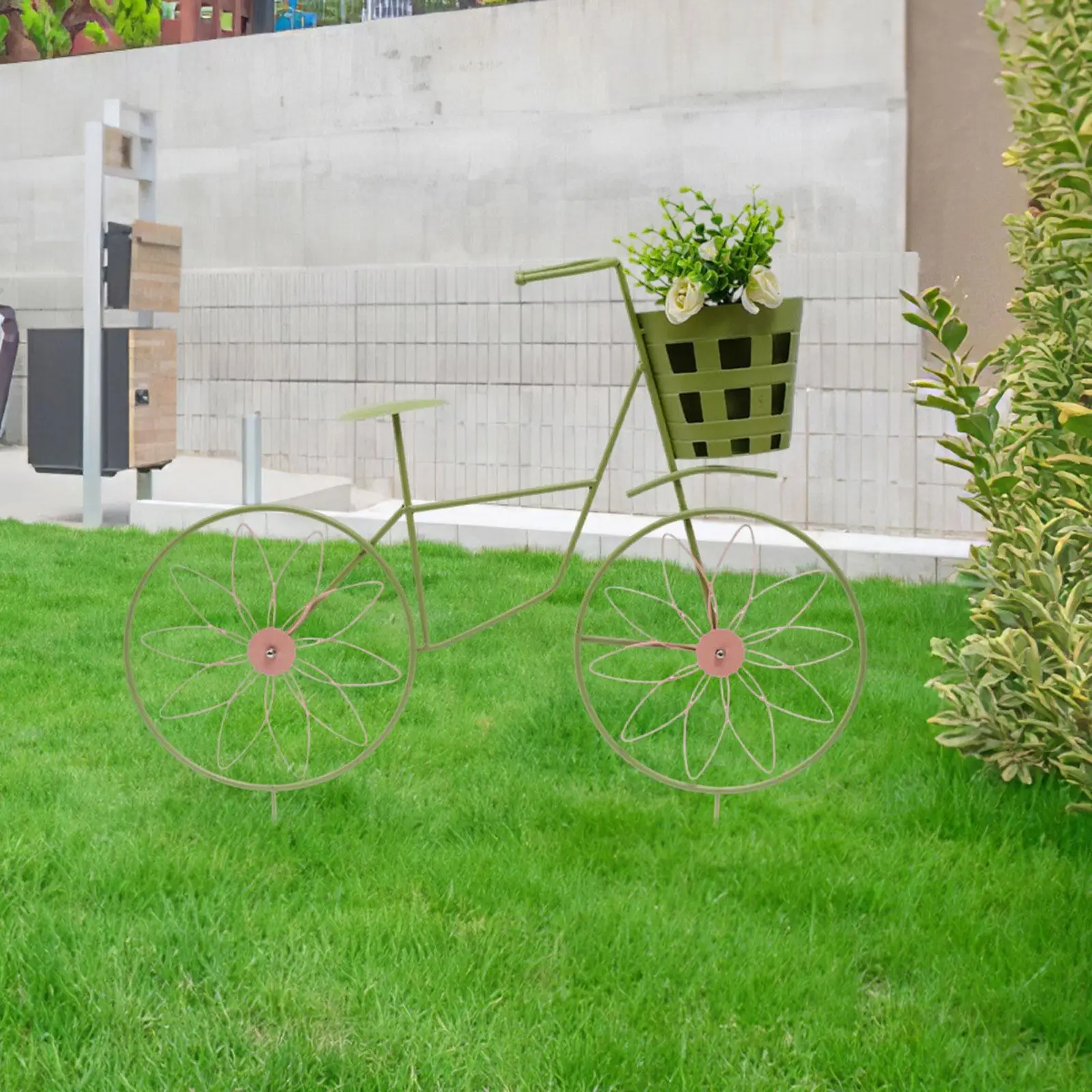 Adorno de estaca de jardín para bicicleta, fácil de instalar, soporte de flores con forma de bicicleta, estante para plantas para vacaciones, decoración de inauguración de la casa