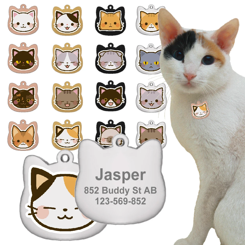 Etiquetas personalizadas de acero inoxidable para gatos grabado nombre