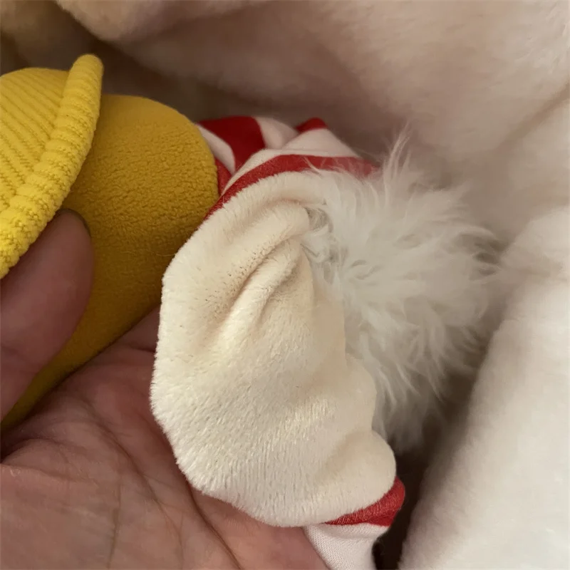 Sudadera a rayas de cuatro patas para gato esfinge, disfraces navideños cálidos rojos para gatos, camiseta interior de lana gruesa para gatitos en invierno - imagen 5