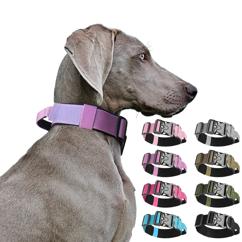 Collar táctico para perros medianos a grandes, Collar para mascotas de 8 colores, arnés cómodo y duradero para entrenar y controlar