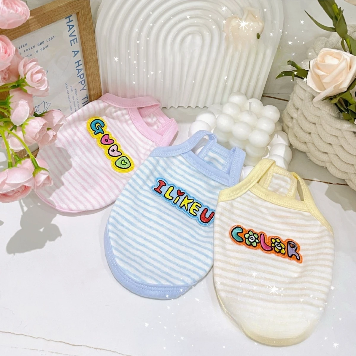 Camisola a rayas de primavera para mascotas, ropa para perros, cachorros, camisolas bonitas para el hogar, pijamas para el hogar, ropa para cachorros, chaleco