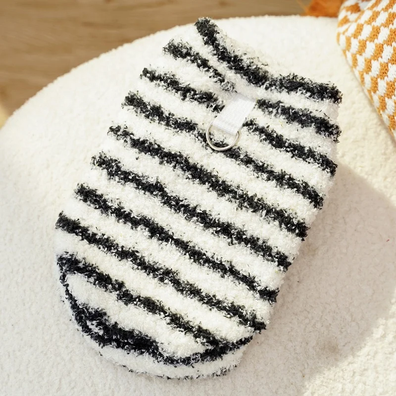 Ropa gruesa de otoño para perros, chaleco a rayas de lana a la moda para perros y mascotas, sudaderas bonitas para cachorros, chaleco suave y cálido para gatos, jerséis, ropa para mascotas