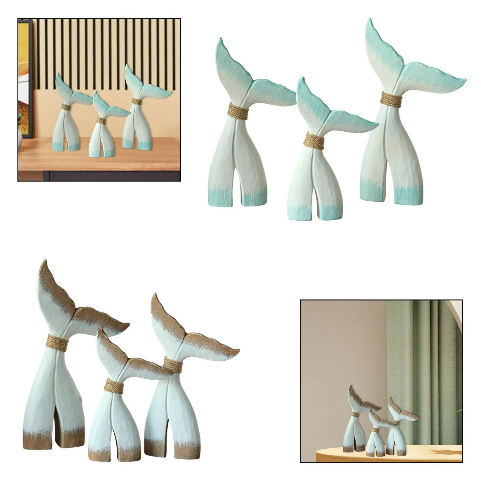 Figura decorativa cola de ballena de madera para hogar y escritorio - imagen 3