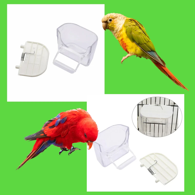 Alimentador de jaula para pájaros, caja de alimentación de plástico transparente y duradera para loros, cuenco colgante, alimentador para loros, comedero de comida de gran capacidad - imagen 3