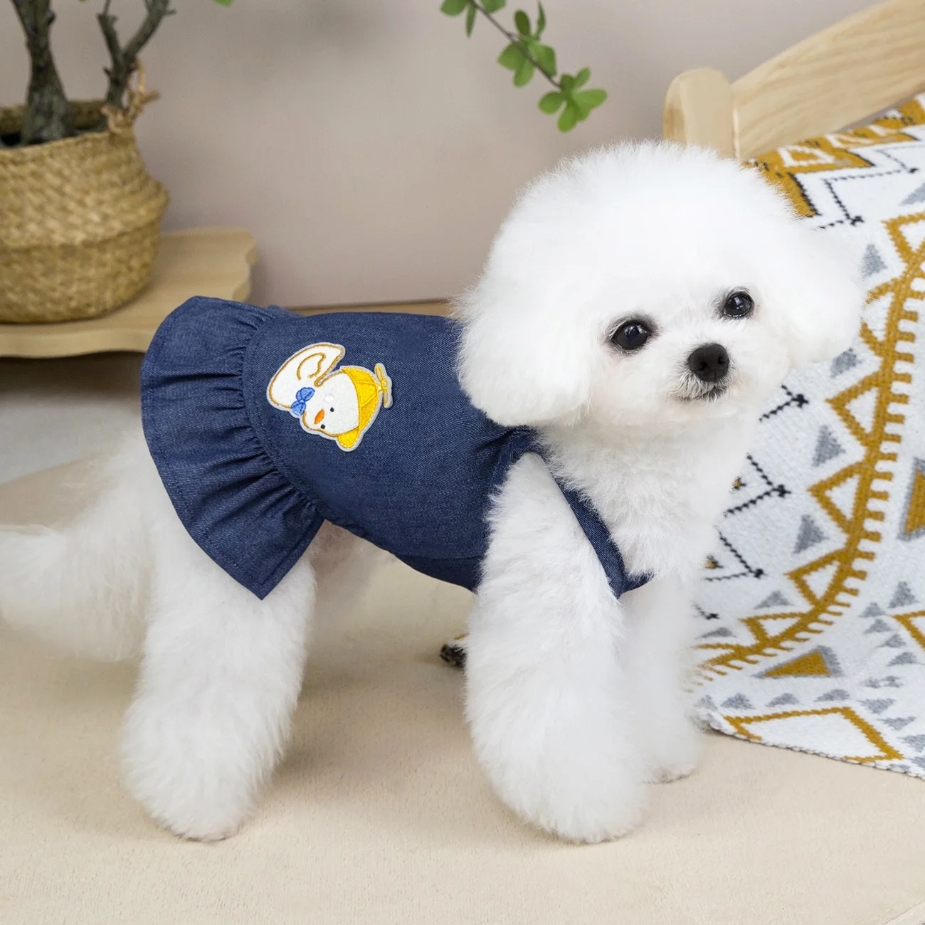 Falda con tirantes de vaquero para mascotas, falda fina y bonita de peluche para perros pequeños, ropa para perros pequeños y cachorros - imagen 3