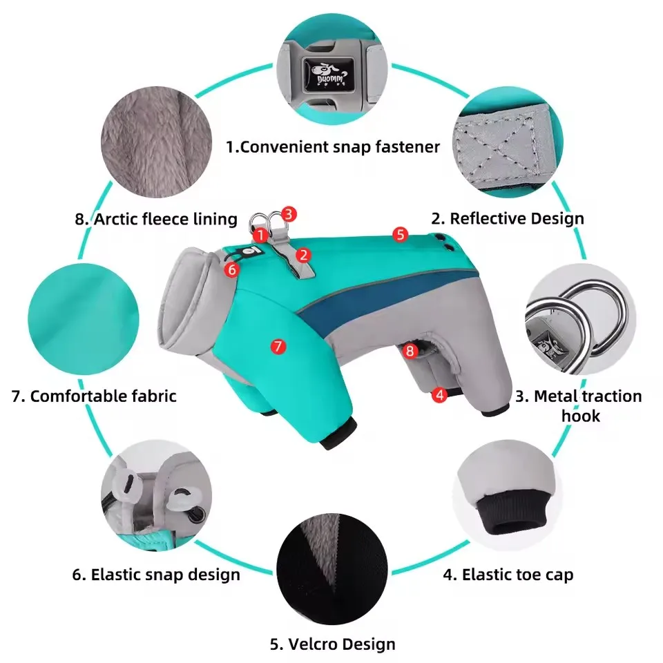 Ropa cálida de invierno para perros, traje de 4 patas, abrigo reflectante impermeable para mascotas para perros pequeños y medianos, aventura al aire libre a prueba de viento - imagen 2