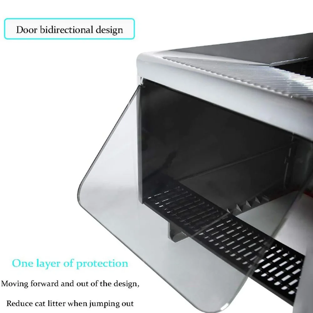 Bandeja de arena para gatos, caja de arena de entrada superior completamente cerrada, arenero grande para gatos, desodorante, colchas plegables para gatos con una pala - imagen 3