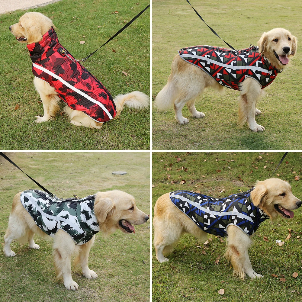 Chaqueta impermeable reflectante para perro de raza grande, ropa cálida de invierno para perros grandes, monos de Labrador, Chihuahua, Pug - imagen 3