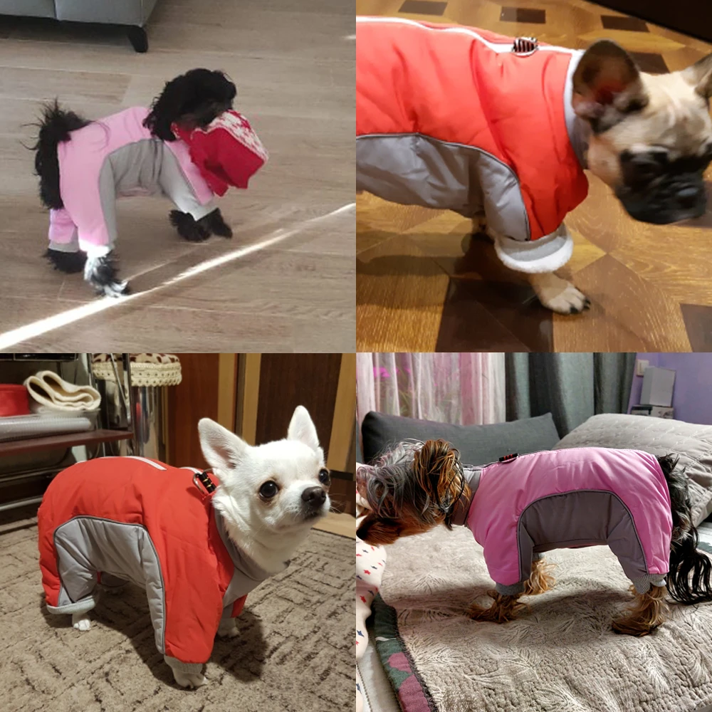 Ropa cálida para perros pequeños y medianos, impermeable, de lana gruesa para invierno, mono para cachorros, chaqueta reflectante para Chihuahua, trajes de abrigo - imagen 4