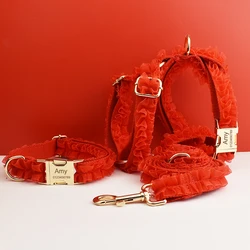 Collar Encaje Rojo para Perro - Grabado Personalizado