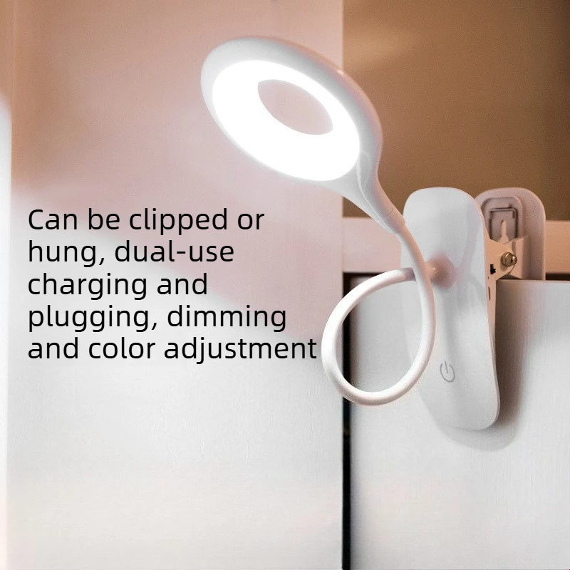 Lámpara LED con clip de escritorio para lectura, plegable