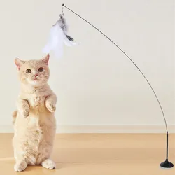 Juguete interactivo para gatos con plumas y ventosa