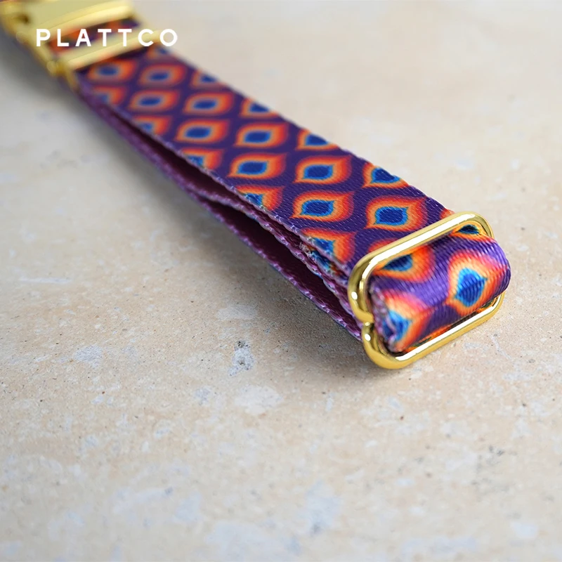 PLATTCO-collar de perro de diseño único con estampado de gemas de arcoíris, hebilla dorada de alta calidad, 5 tamaños, PDC362YG - imagen 5