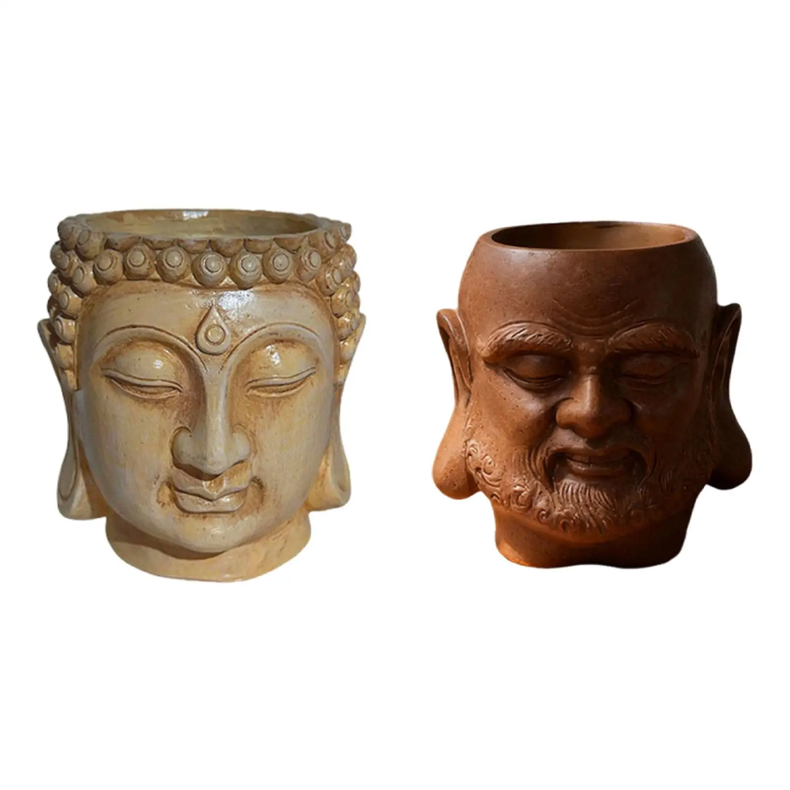 Maceta con cabeza de Buda - macetero decorativo para exterior y jardín - imagen 5