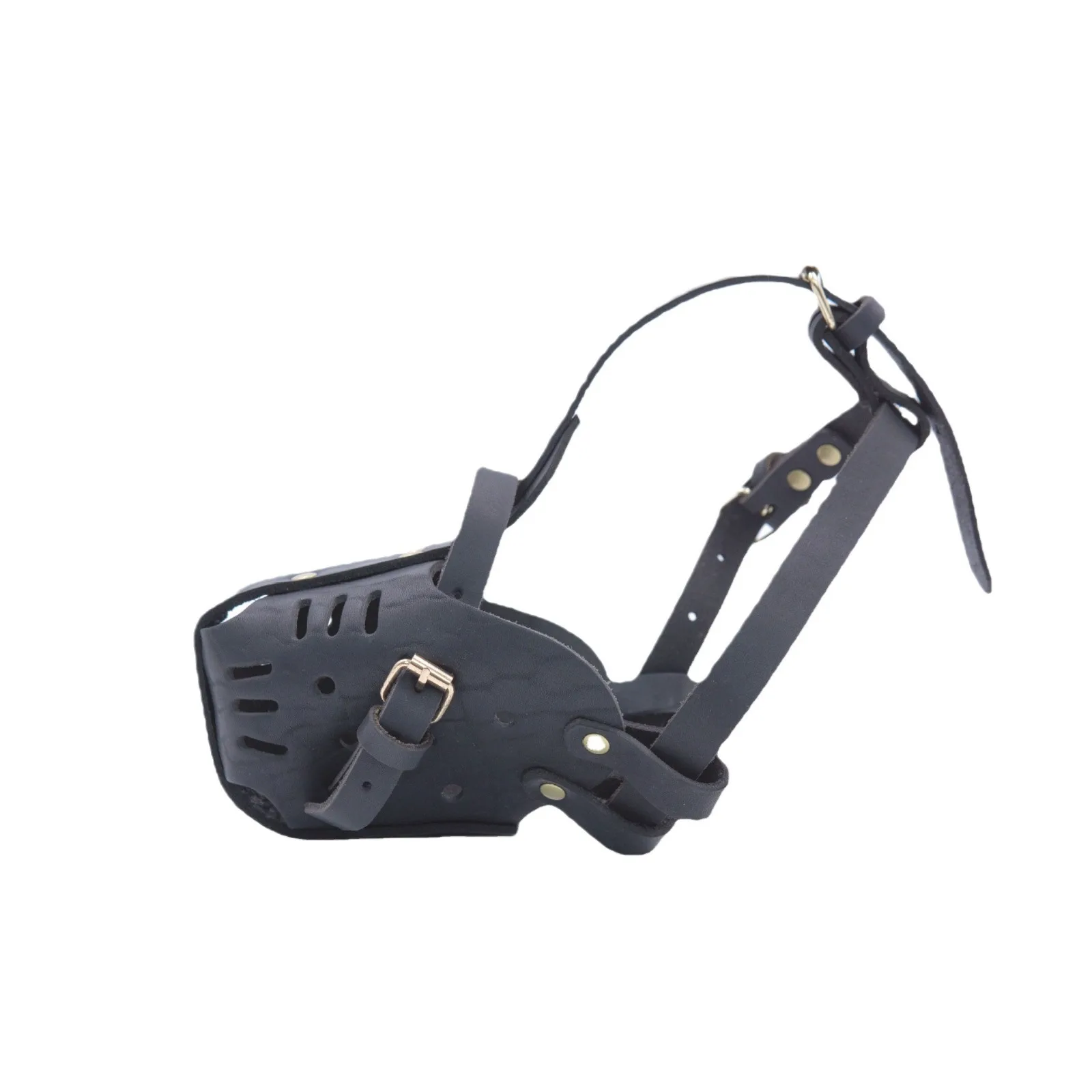 Bozal de cuero genuino para mascotas, bozal de cuero seguro antiladridos para perros pequeños, medianos y grandes, bozal ajustable transpirable para perros - imagen 4