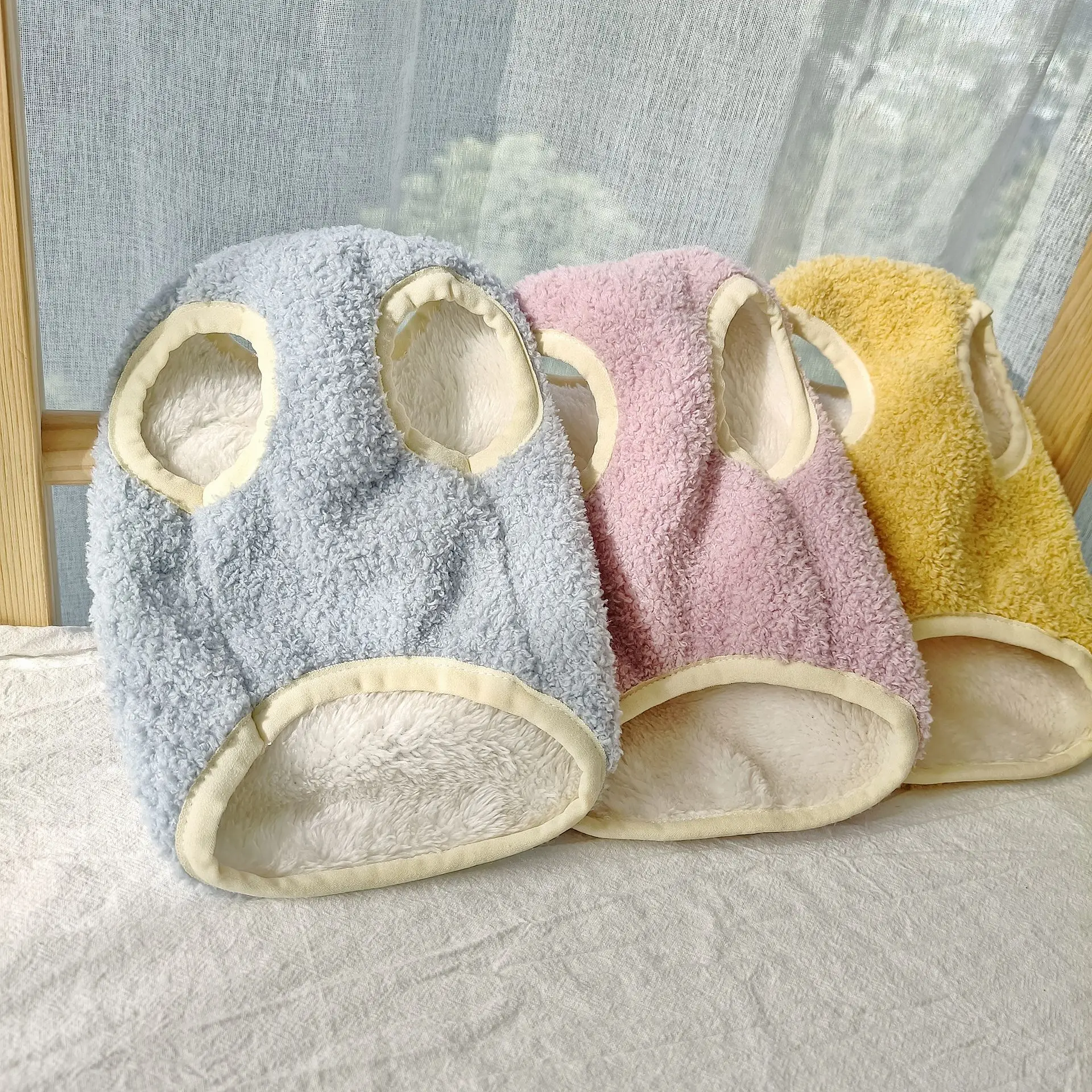 Ropa cálida de lana para perros, jersey de invierno con cuello redondo, sudadera, abrigo, ropa para mascotas, sudaderas con capucha para cachorros en rosa, azul y verde, disfraz para perros pequeños - imagen 2