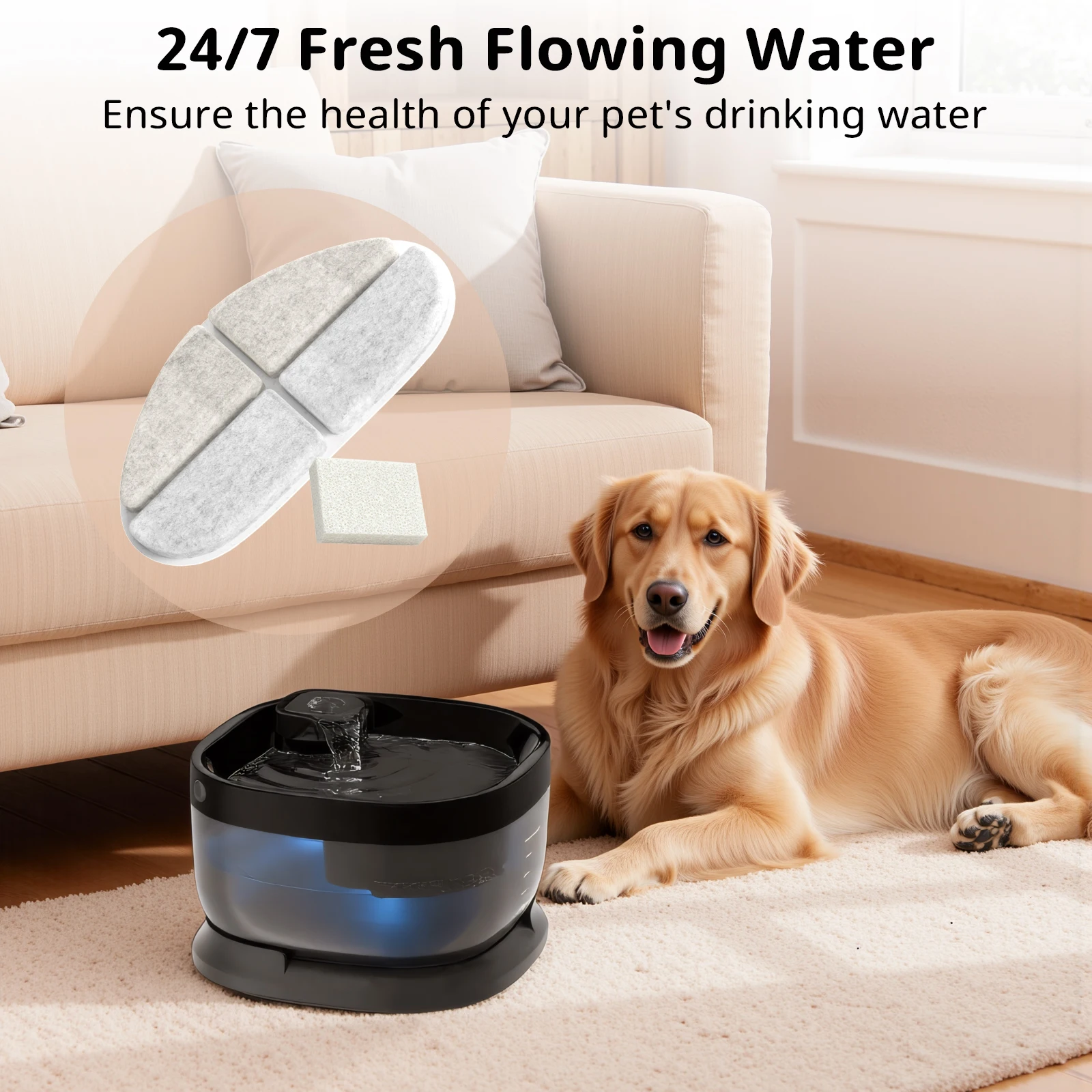 Cartucho de filtro de repuesto para fuente de agua para mascotas de 7L, filtros para fuente de gato, 6/12 paquetes