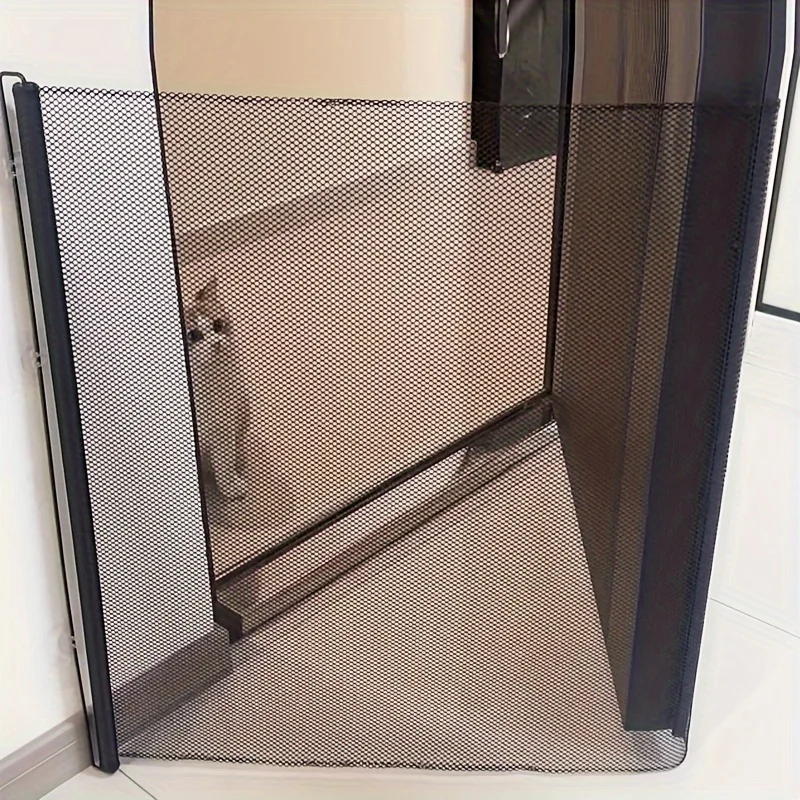 Puerta para mascotas retráctil de fácil instalación, color negro, sin taladro, valla de seguridad para escaleras interiores, barrera para perros y recinto para mascotas - imagen 4