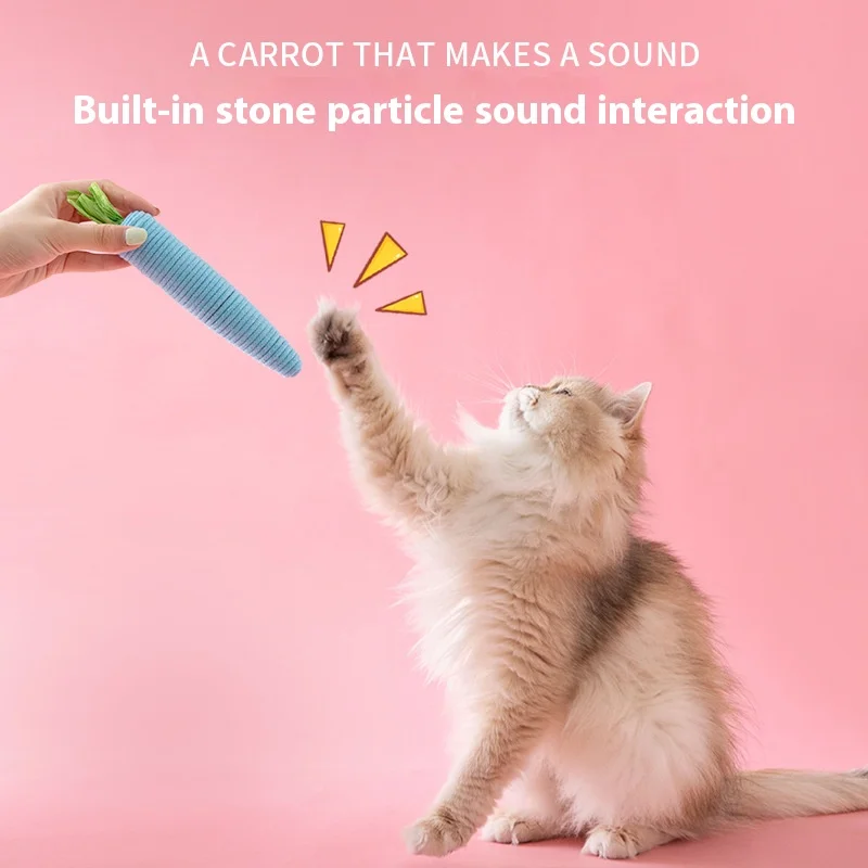 Lindo juguete para gatos con zanahoria, entretenimiento, poste rascador a prueba de masticar con varita teaser de campana para juegos interactivos - imagen 2