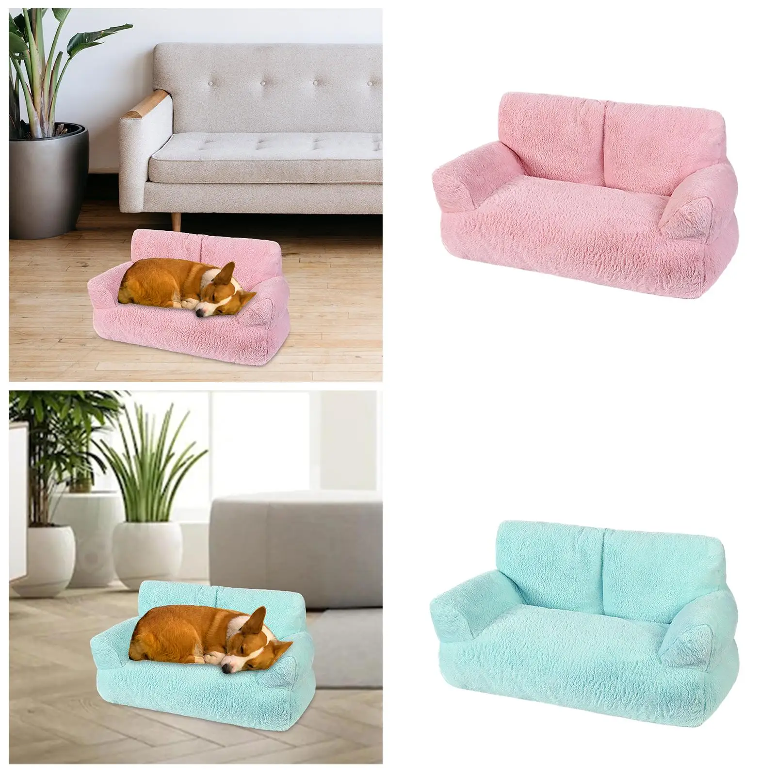 Cama cálida para mascotas, nido para gatos, sofá suave, cojín, sofá para mascotas, estera antideslizante, cama grande para gatos, cama anidada suave para mascotas, gatitos, gatos y cachorros - imagen 3