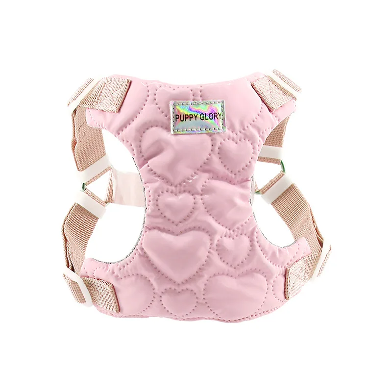 Arnés para perros pequeños y medianos, bonito patrón de corazón, chaleco ajustable con forro de nailon para cachorros, arnés para Bulldog Francés, accesorios para mascotas