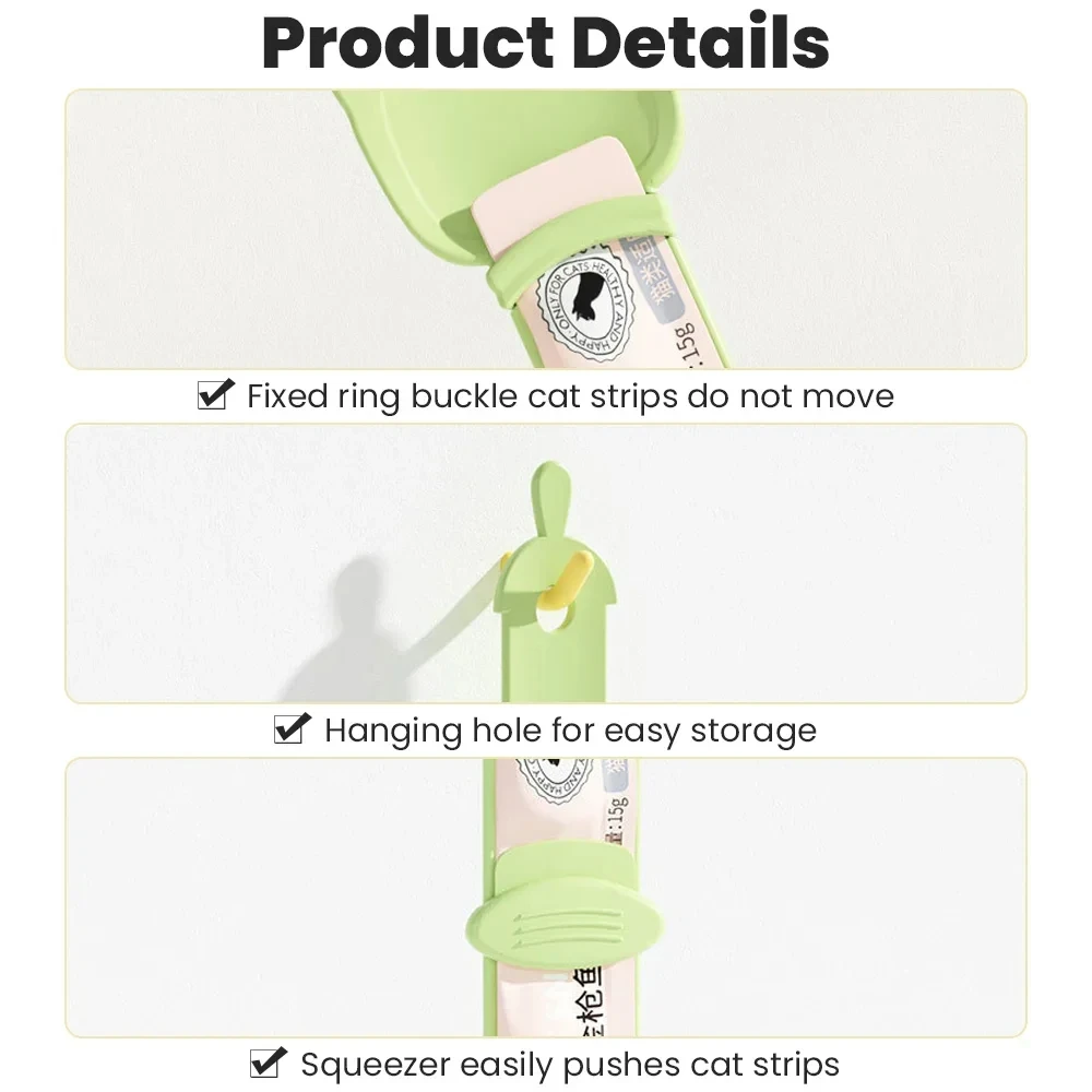 Cuchara para alimentación de mascotas, cuchara para comida, exprimidor de tiras para gatos, dispensador alimentador para interiores, aperitivos para cachorros y gatitos, cuchara para comida líquida, suministros para mascotas - imagen 3