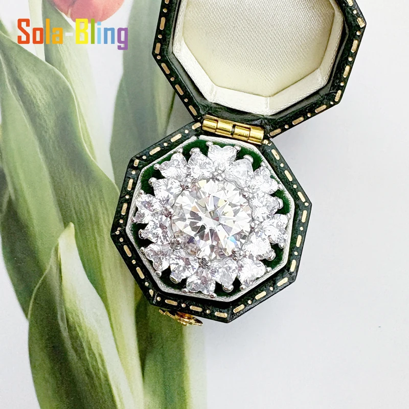 Anillo de moissanita Sola-Bling de 5 quilates, anillos de plata de ley 925 con certificado Gra para mujer, joyería elegante de regalo para fiesta - imagen 5
