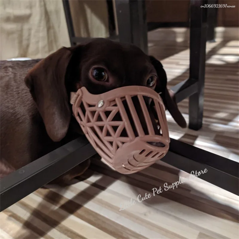 Perro mascota ajustable transpirable cubierta de boca de perro Anti ladridos mordida malla perros boca bozal máscara para perros boca larga uso de cachorros - imagen 5