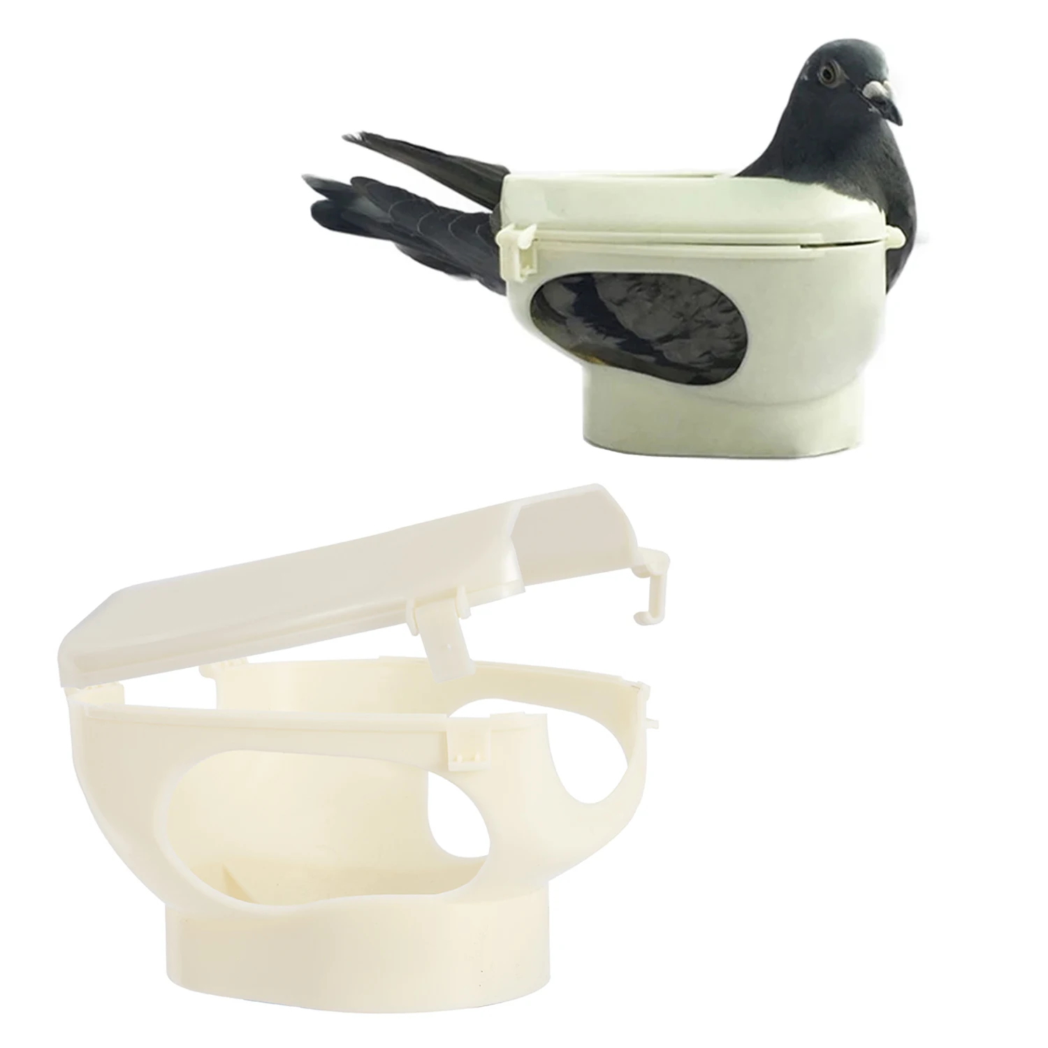 Caja fija de plástico para pájaros, comedero para palomas, equipo de correo seguro y conveniente, herramienta de fijación, 1 unidad