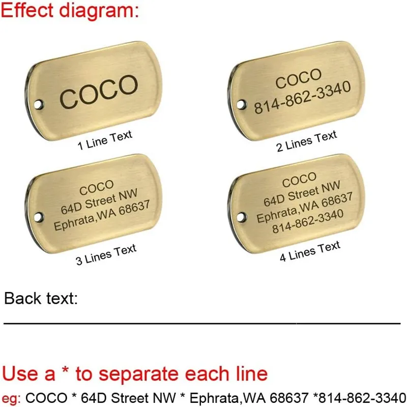Personalized Engraved Pets ID Tag for Dog Cat Bronze Nameplate Tags Customizable Anti-lost Address Number Dogs Collar ID Pendant - imagen 5