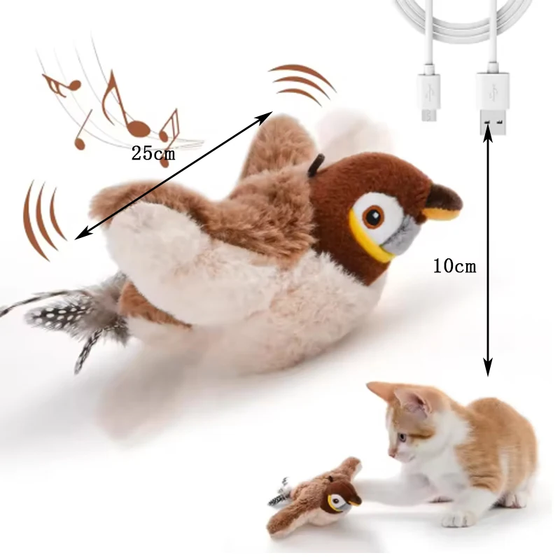Juguete pájaro interactivo táctil recargable para gatos y perros - imagen 5