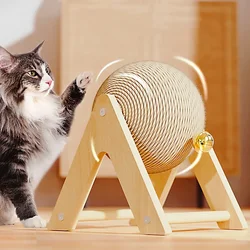 Rascador de gatos con bola de madera y campana – Accesorio felino