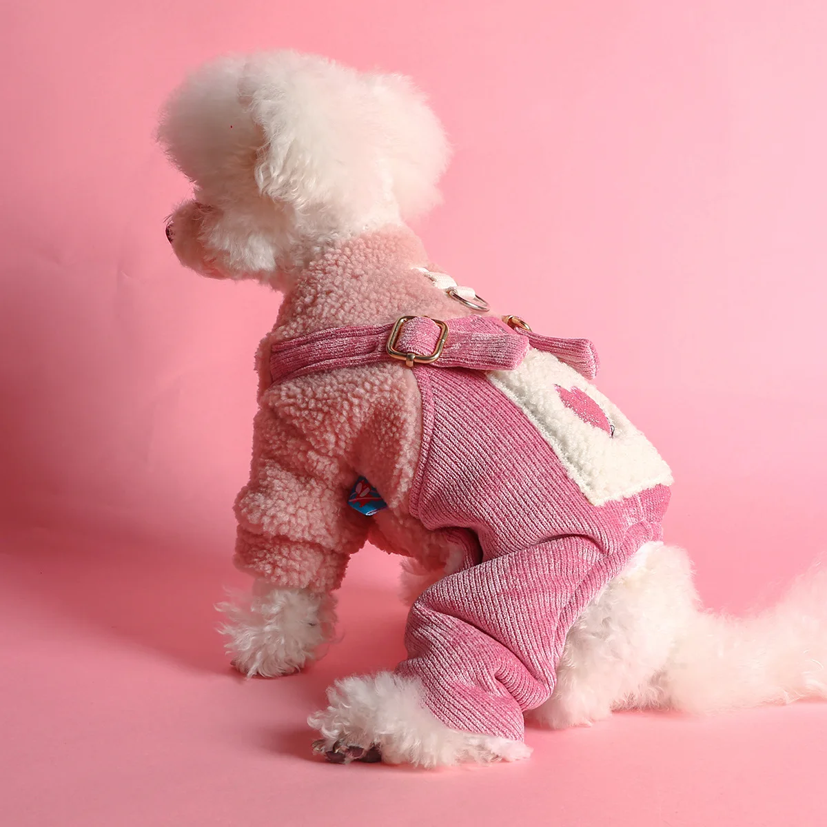 Salón rosa en forma de corazón para mascotas, ropa para gatos, mono en forma de corazón, chaqueta de cuatro patas, ropa para cachorros, otoño e invierno - imagen 2