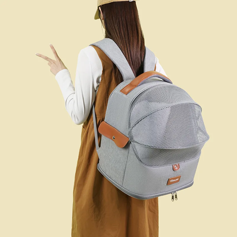 Bolsas para gatos Mochila portátil para gatos Mochila transpirable de gran capacidad Mochila expandible para mascotas Bolsas ligeras y gruesas para mascotas mejoradas - imagen 3