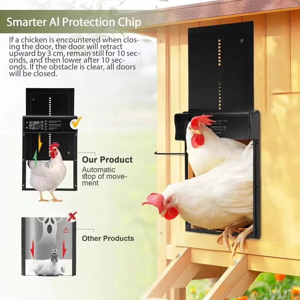 Puerta automática solar para gallinero con LCD y temporizador - imagen 4